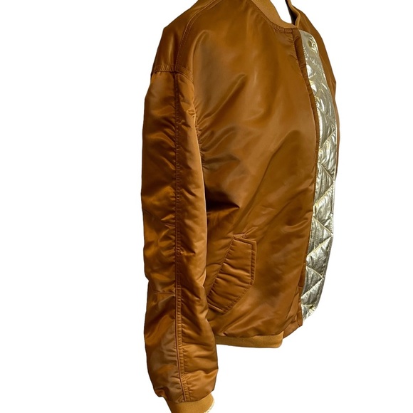Gold and Brown Women's Bomber Jacket - Picture 12 of 13